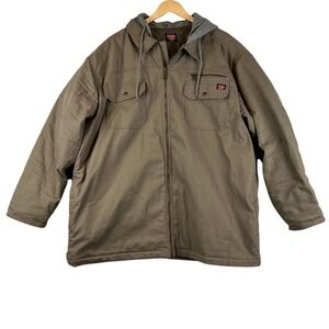 Wrangler Workwear Jacket Quilted‎ Lined Hooded Barn Coat Brown 3XL